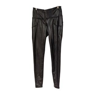 Best Yoga Store‎ Womens XS High Waist Faux Leather Leggings Zipper Pants